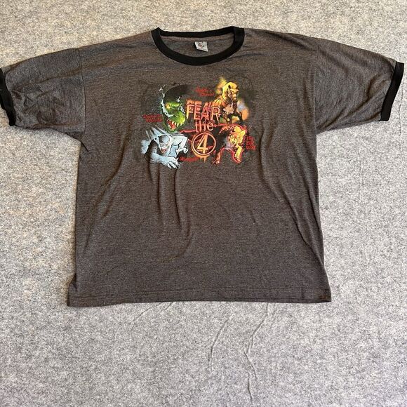 Busch Gardens Fear The‎ 4 Ringer T-shirt Tee Men’s XL Gray Roller Coaster - Picture 2 of 7